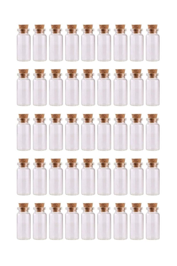 45pcs 10ml Mini Glass Bottles with Cork Stoppers, Jute Twine & Kraft Tags - Clear Wishing Bottles f