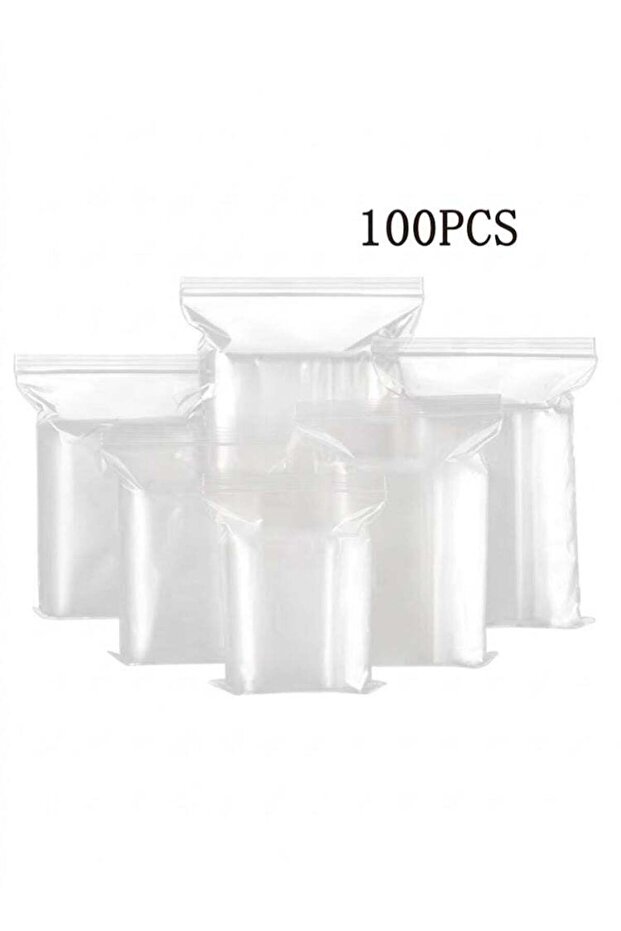 100 Piece Zipper Plastic Bags Clear Suitable for printed materials, office supplies, beads, art and