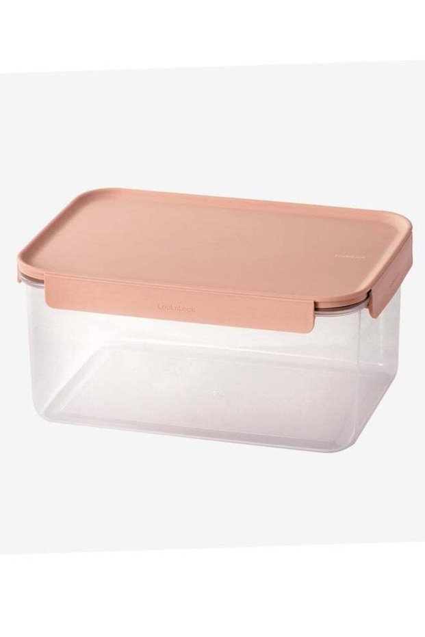 LocknLock Classic Plus Rectangle Food Container – 4.4L Pink, 4-Side Locking, Stackable & Leakproo