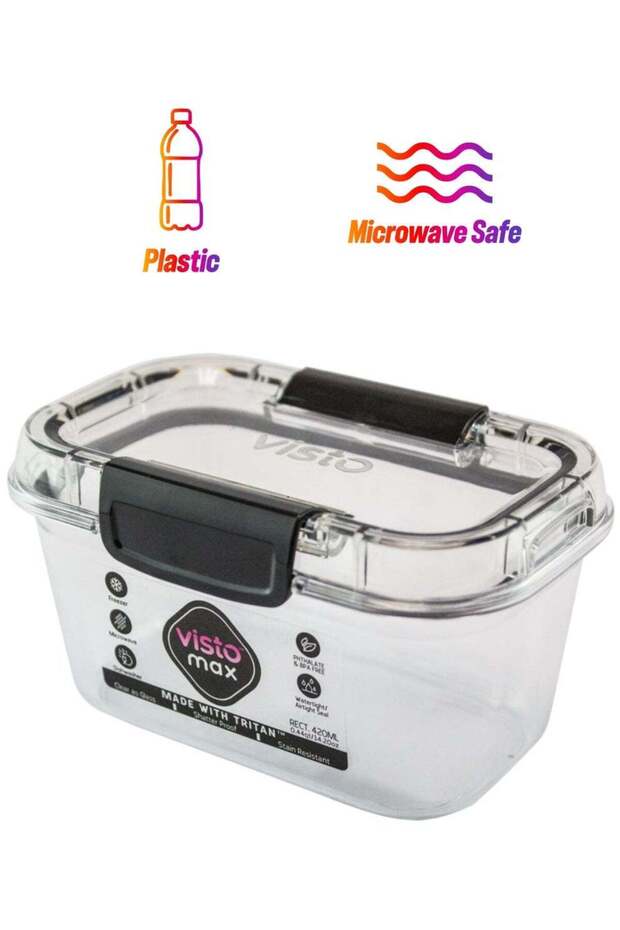 Visto Max™ Rectangular 420ml (0.44qt) - Clear Base & Lid, Color Seal, Matching Clips - Compact Stor