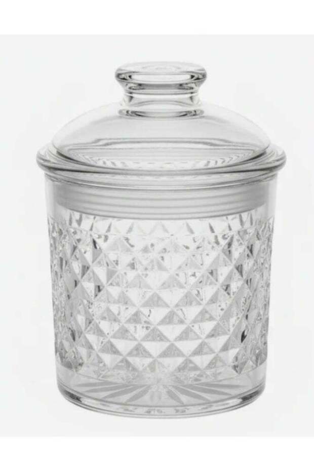 AKDC Luxury Diamond-Pattern Round Airtight Acrylic Storage Canister – Transparent Decorative Jar wi