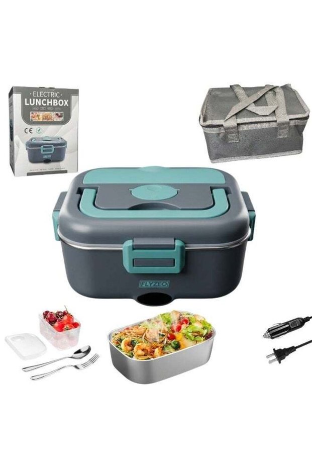FLYZEO Electric Lunch Box 1.8L, Portable Heated Food Warmer for Car, Truck & Home - 12V/24V/110-220