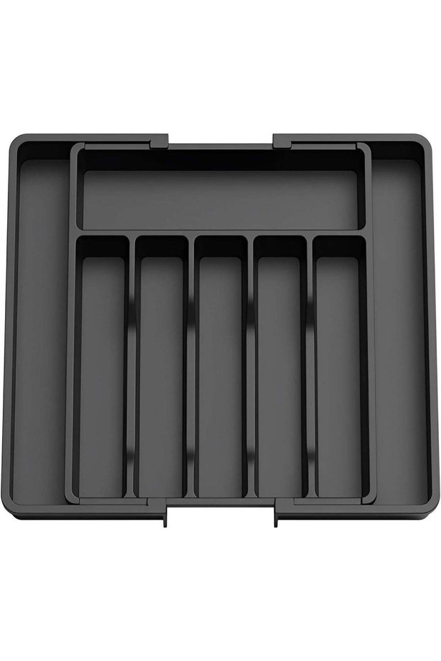 Expandable Utensil Organizer – Adjustable Kitchen Drawer Cutlery Tray (Black)