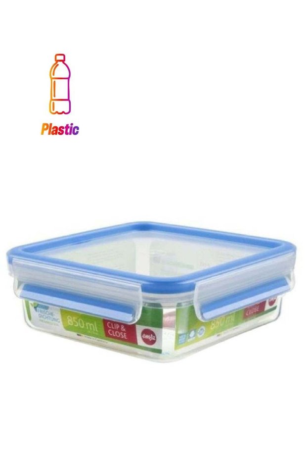 Square Clip And Close Food Container Clear/Blue 850ml