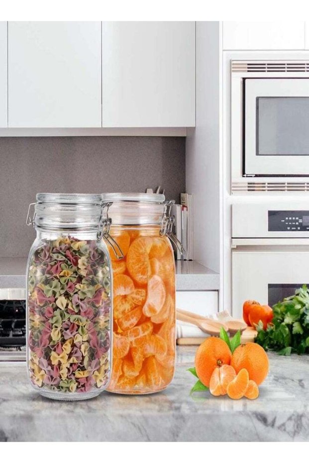 Yarnow 2 Pieces Glass Food Storage Jars - 1.5L