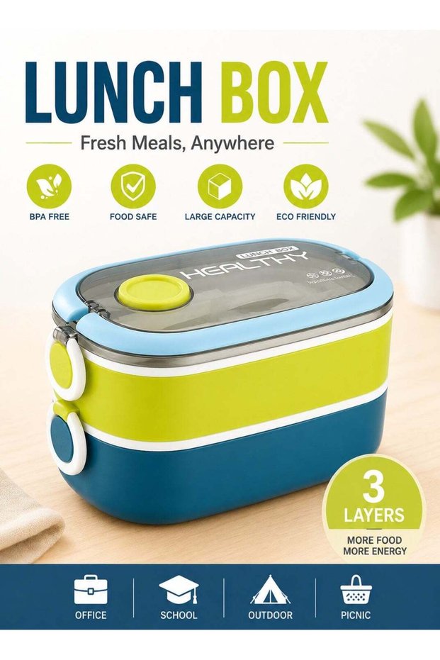 Lunch Box, 2 Compartment Food Container, Multifunctional Lunchbox for School & Office, Lunch Box Fo