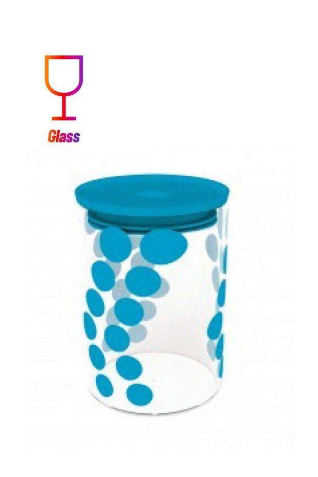 Dot Printed Design Storage Jar Blue/Clear