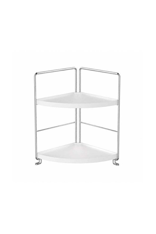 2 Tier Corner Countertop Storage Bathroom Shelf Organizer with Metal Frame Stackable Multi-Purpose
