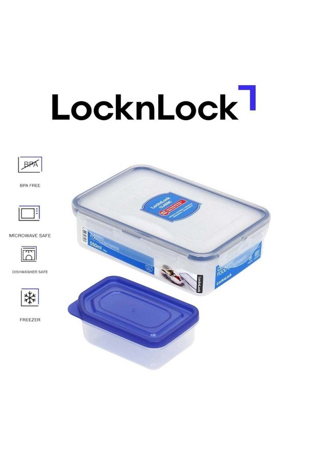LocknLock 550ml Rectangular Airtight Food Storage Container with Sauce Tray - BPA-Free, Microwave,