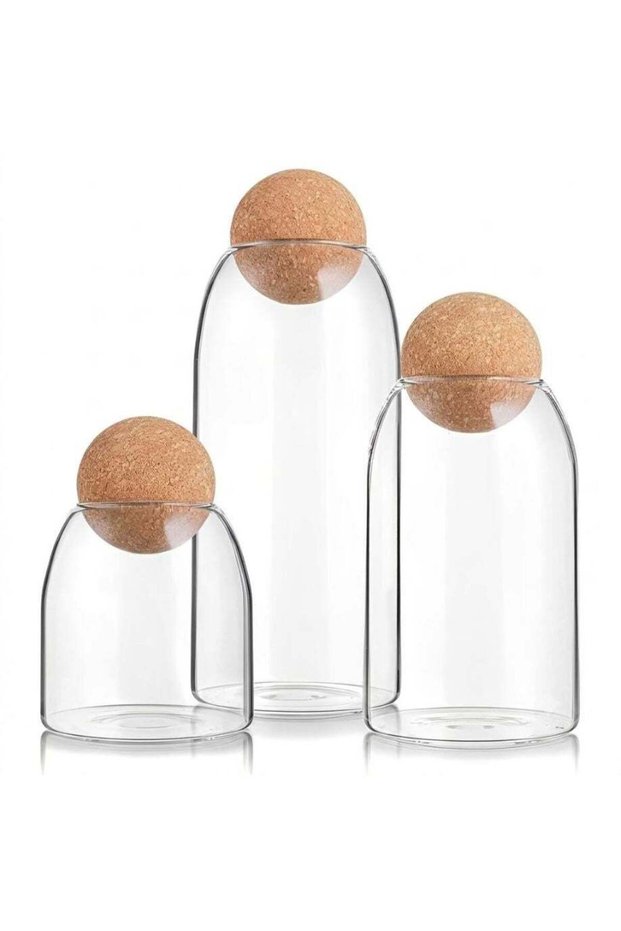 3-Piece Clear Glass Bottle Set with Cork Stoppers