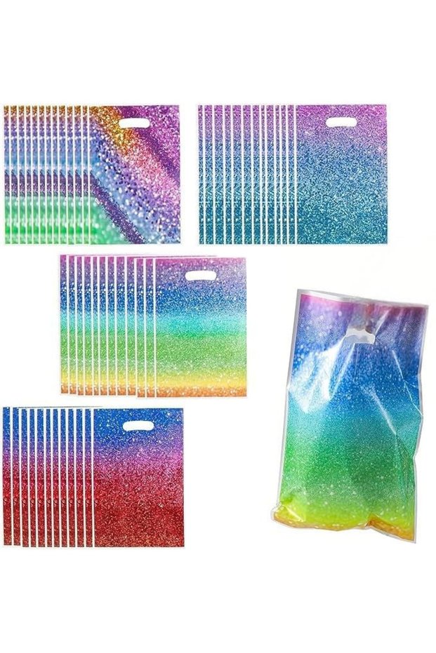 Gradient Colour Tote Bags, Waterproof Durable Small Party Gift Bags for Birthday Presents, Party Fa