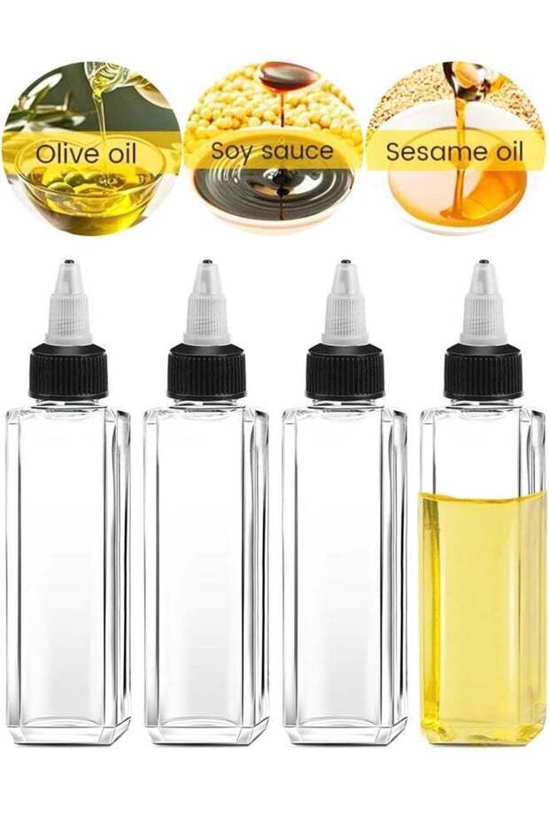 4PCS 3.4OZ Plastic Squeeze Bottles, Leak-Proof Condiment Containers with Twist Top Cap