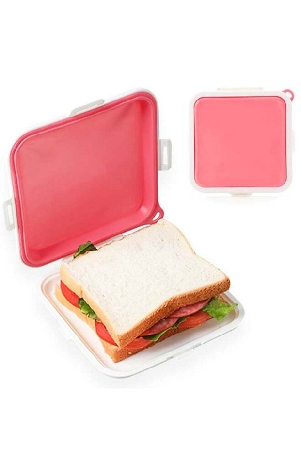 Silicone Sandwich Storage with Snap-Off,BPA Free,Leakproof, Reusable Plastic Sandwich Holder for Fr