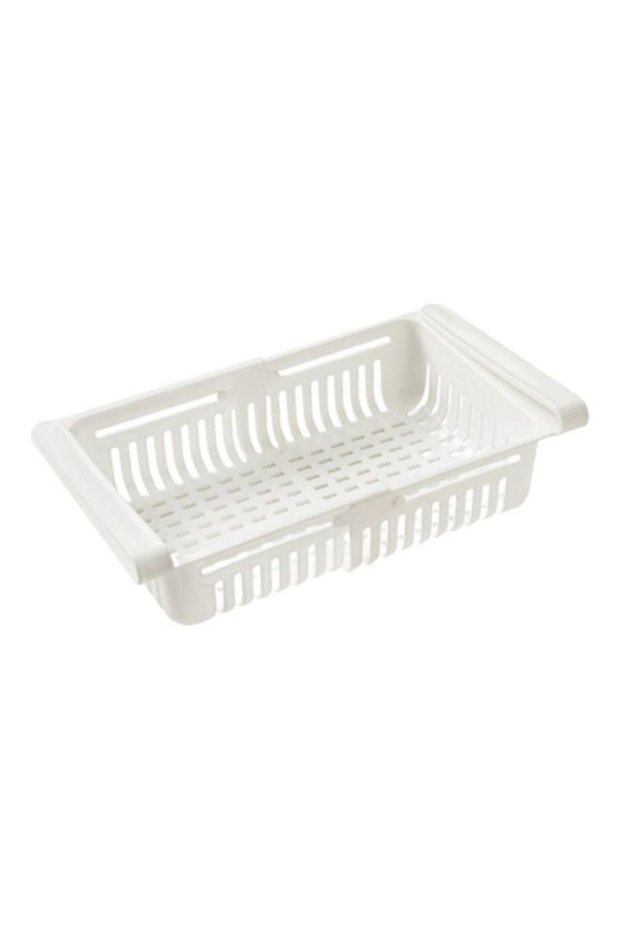 Pull-Out Refrigerator Storage Basket White 20.5 x 16.4 x 7.6cm