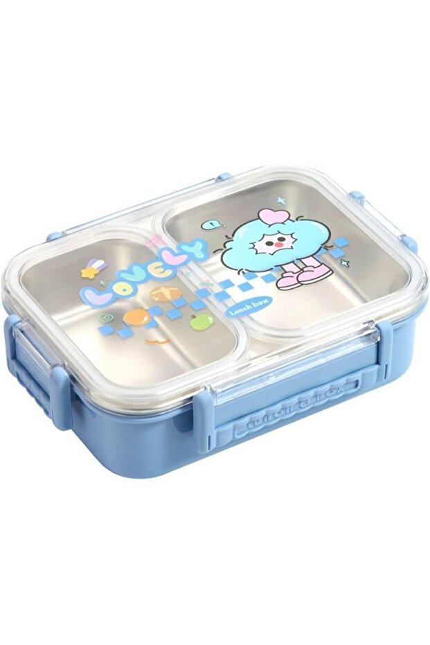 MAX-EMA Global Insulated Lunch Box 600ml Stainless Steel 2 Compartment BPA Free Tiffin for Kids & A