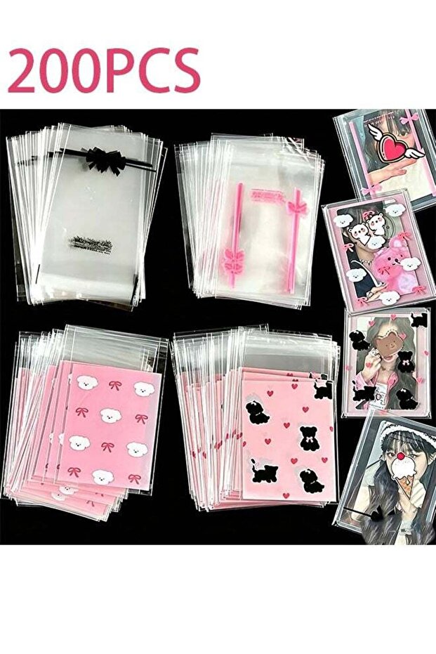 200 sealable cookie snack cellophane bags, plastic bags for baking cookies and candies (10x8 cm), p
