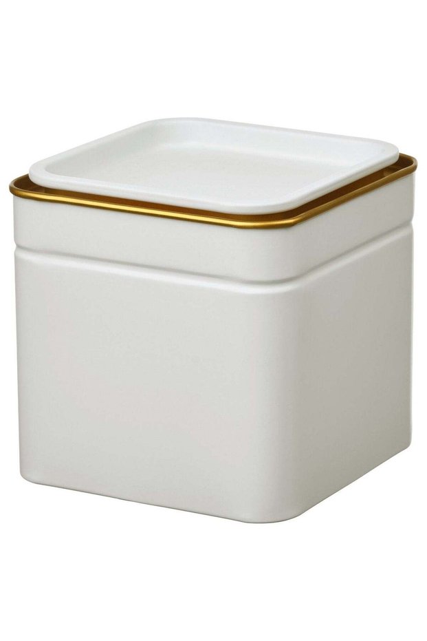 Tin with Lid, Off-White, 10x10x10 cm