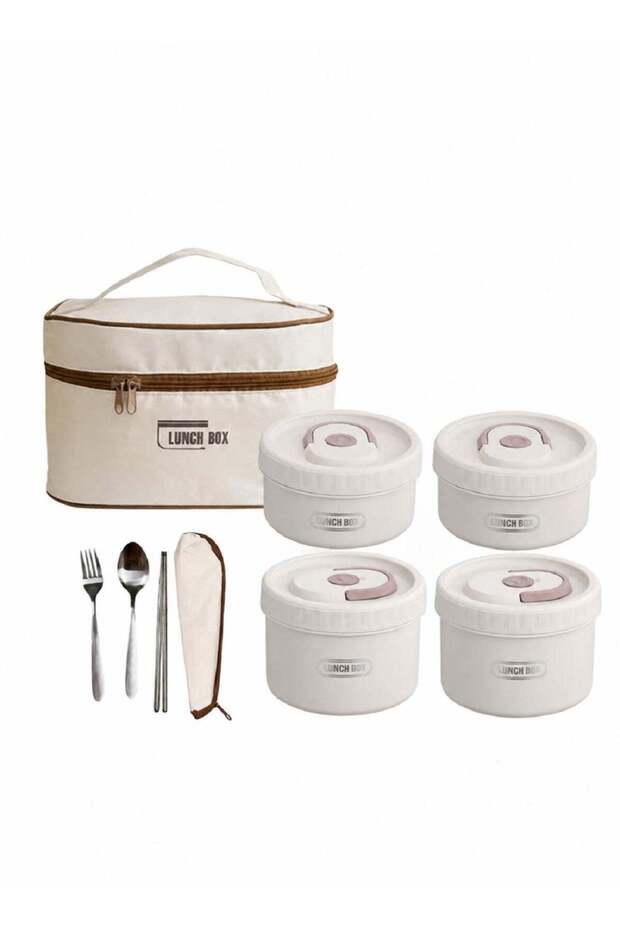 304 Stainless Steel Lunch Box Set with Insulated Bag, 4-Piece Stackable Food Containers (400ml x 2