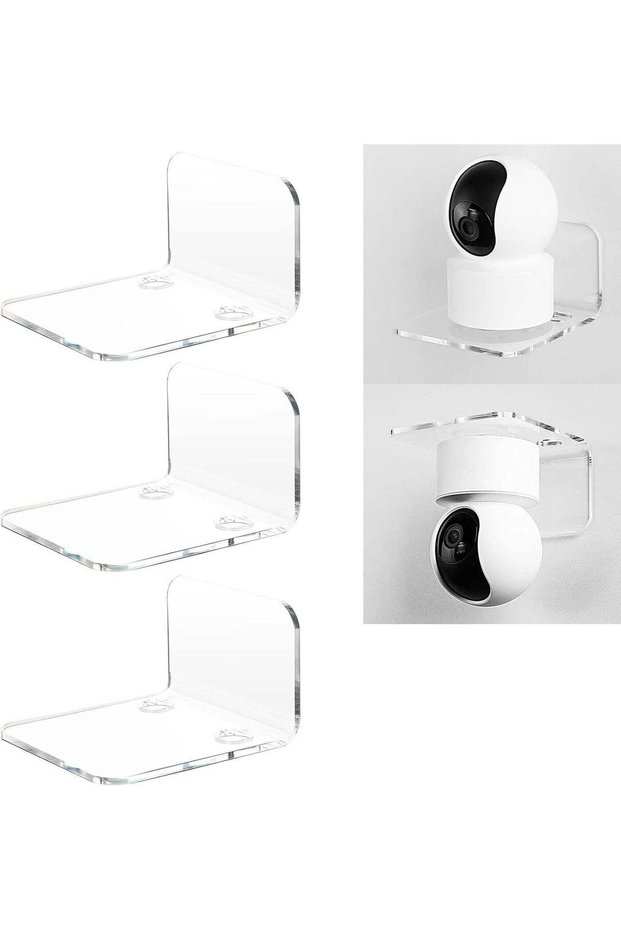 ARS® Acrylic Floating Wall Shelves Set of 3 for Security Cameras, Baby Monitors, Speakers - Clear