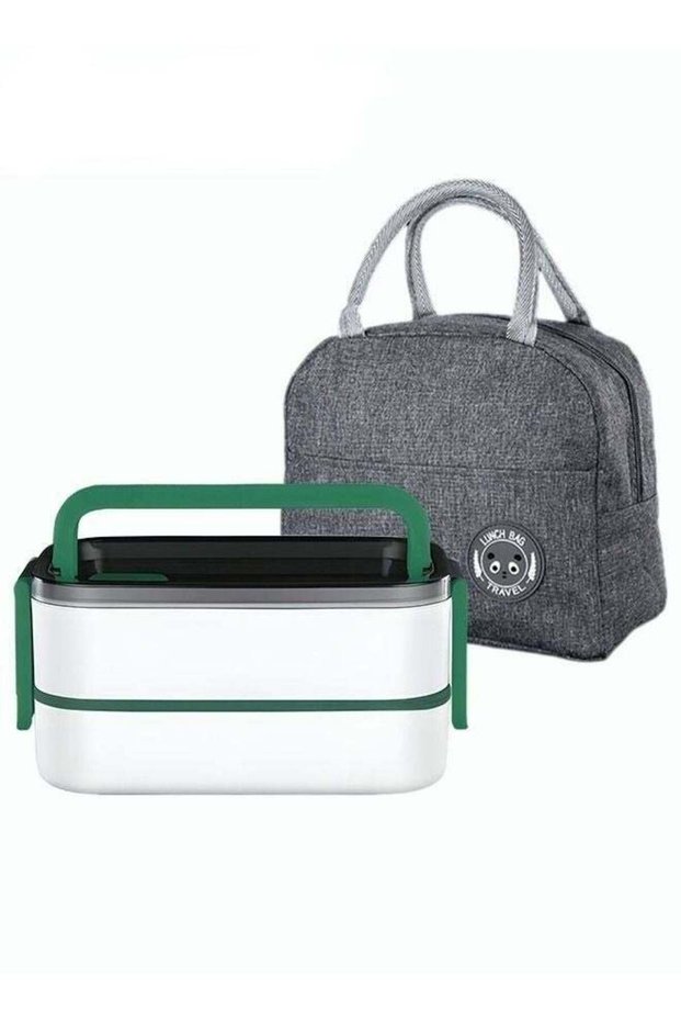 Large Capacity Stainless Steel Student Lunch Box with Cutlery and Thermal Insulation Bag