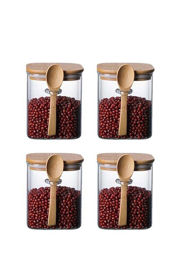 Transparent Glass Sealed Jars, Food Sealed Cans With Spoons And Rubber Sealing Rings, Stackable Sea