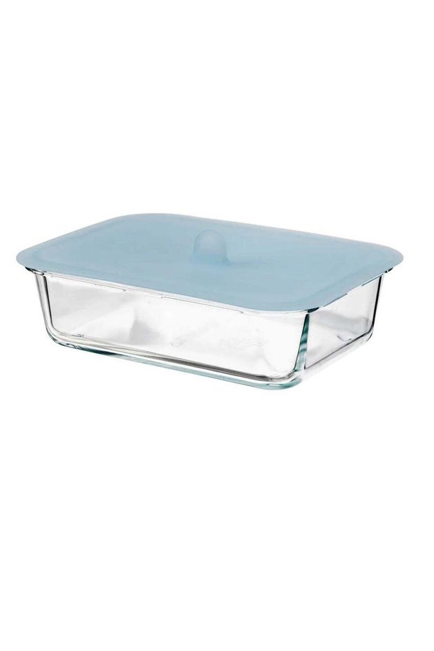 Food container with lid rectangular glass silicone 1.0 l