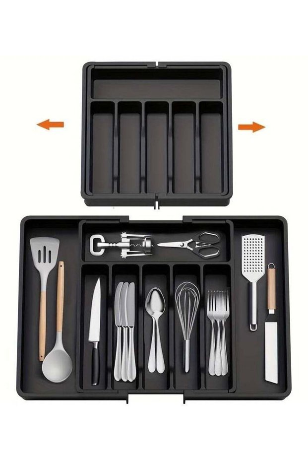 1pc Flatware Organizers, Retractable Cutlery Storage Box, Extendable Large Capacity Utensil Storage