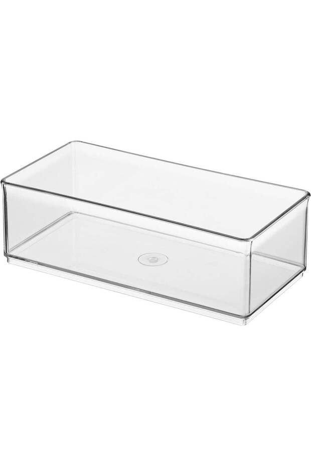 The Home Edit Medium Shallow Clear Bin Organizer – Stackable Plastic Storage Bin for Fridge, Pantry