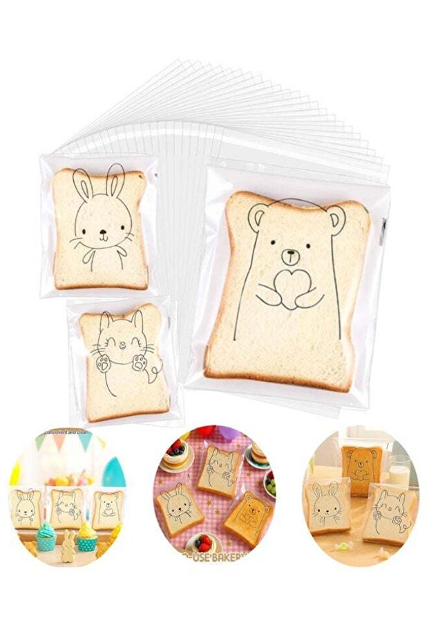 100PCS Bread Packaging Bags, Cookie Bags, Self-adhesive Candy Bags, Transparent Bags for Cookies, P