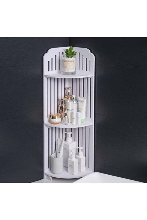 3-Tier Corner Shower Shelf Rack – Space-Saving Bathroom Storage Organizer with Adjustable Feet – Du