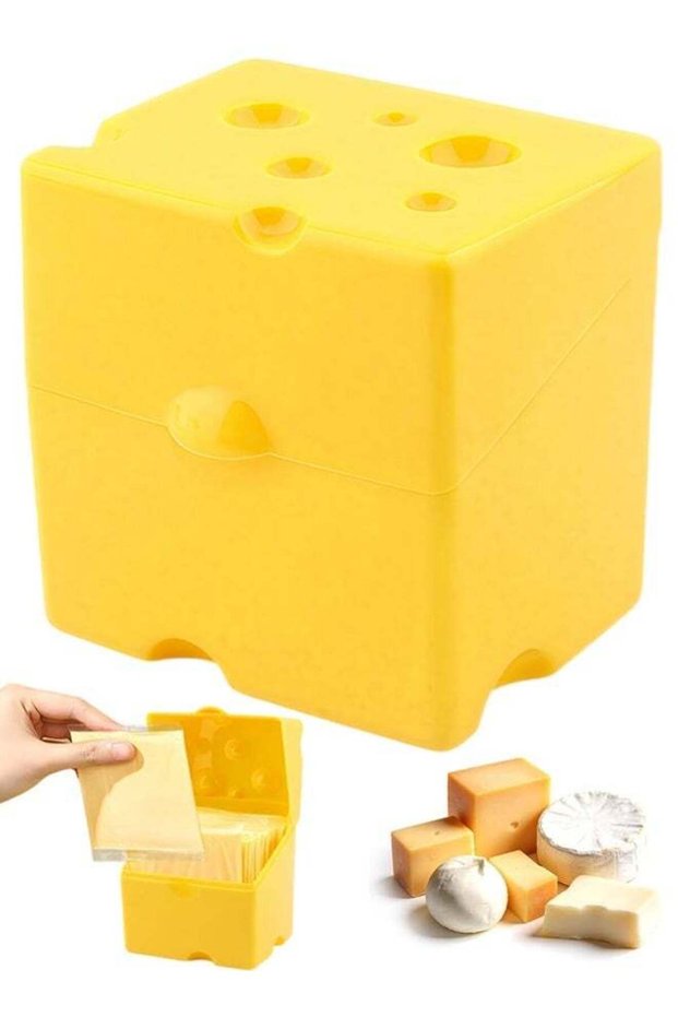 Cow Shaped Cheese Slice Storage Container For Fridge Yellow