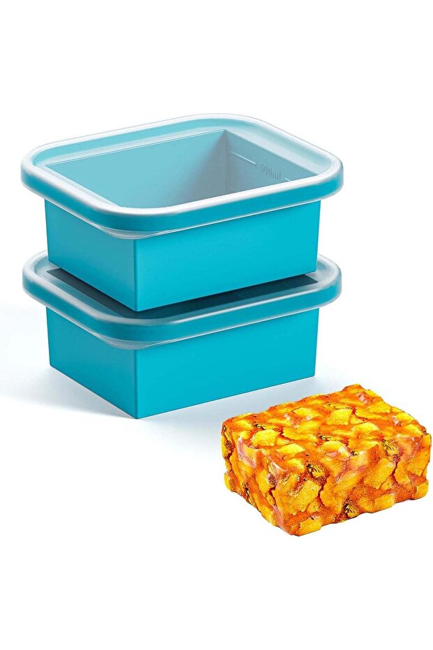 2-Cup Silicone Freezer Trays with Lids - Reusable Meal Prep Containers for Soups, Broths & Sauces