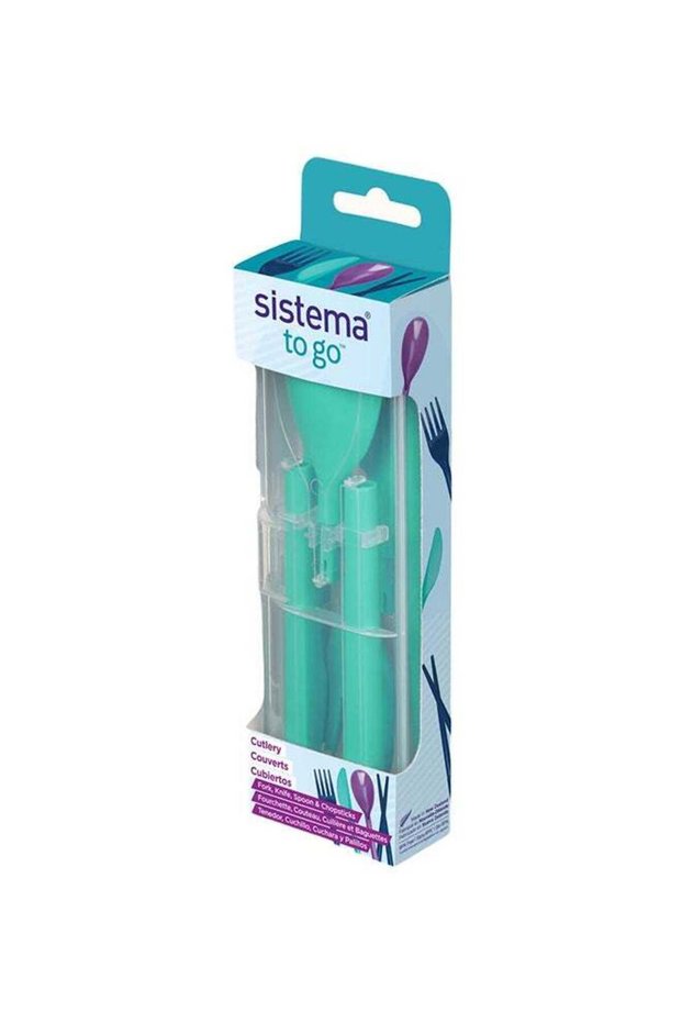 Sistema Cutlery Set To Go Green : Utensil Set - Travel-friendly - Portable - Reusable - BPA-free Gr