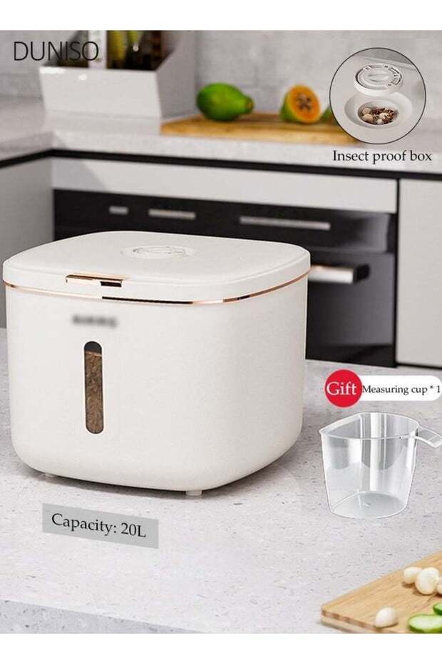 Rice Dispenser 20L, Compass Rice Bucket, Moisture-Proof Sealed Rice Bucket, Food-Grade Grain Contai