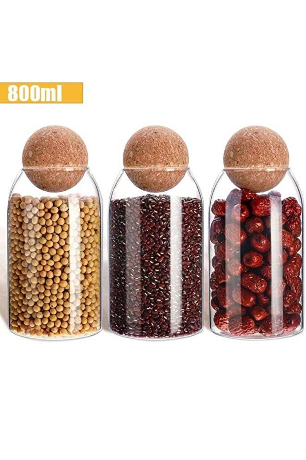 3 Pcs Glass Jar with Ball Cork Lid Decorative Round Bottle Sealed Canister Jar Storage Container Or