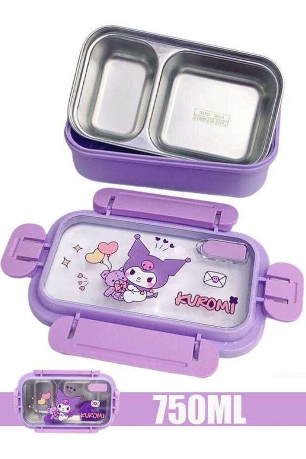Stainless Steel Lunch Box for Kids Leakproof 2 Compartment Metal Lunch Container Stainless Steel B