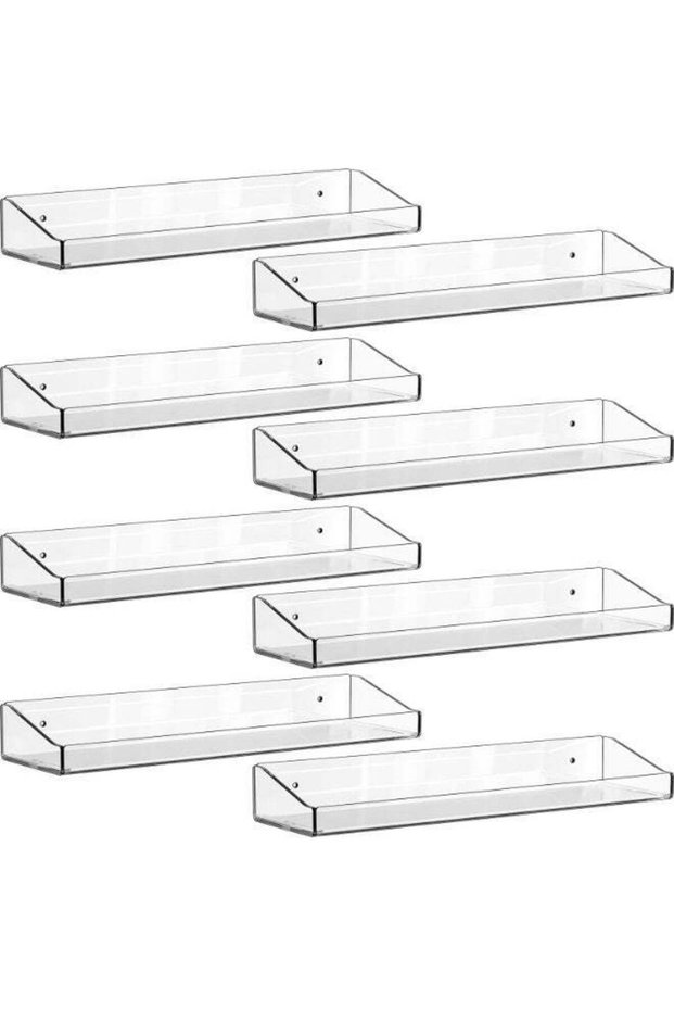 Acrylic Shelves for Bathroom Wall - No Drilling Shelf, Adhesive Wall Mounted Storage Organizer - In
