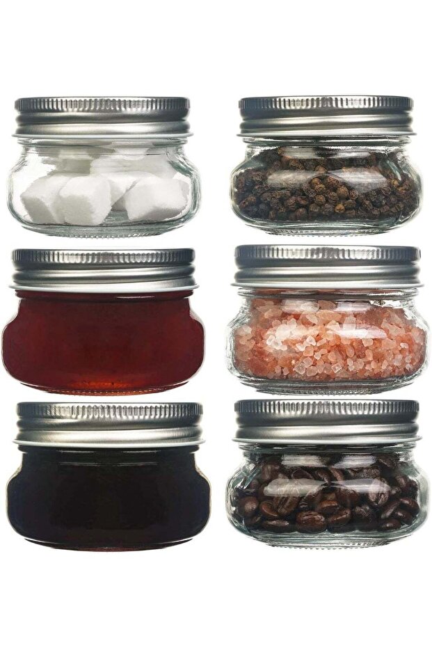 150ml Glass Mason Jars with Lids – 6 Pack Regular Mouth Canning Jars for Food Storage, Canned Fruit