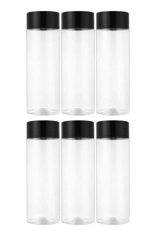 6 Pcs 350ml PREMIUM CLEAR Plastic Juice Bottles with Black Caps – ULTRA DURABLE BPA FREE BOTTLES, R