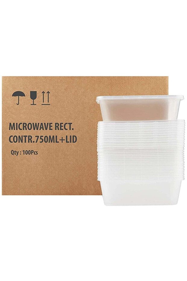 100PC 750ml Clear Plastic Microwave Containers with Lids For Takeaway Lunch Office pack And Spices