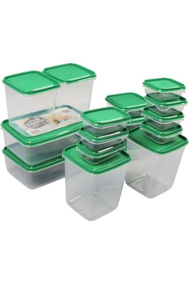 17-Piece Food Storage Container Set with Green Lids