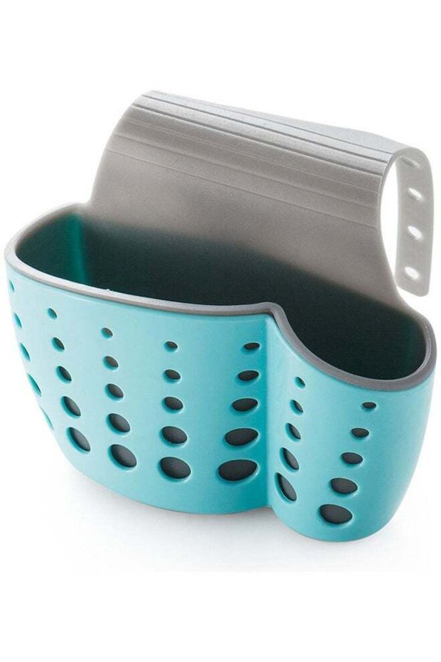 Kitchen Sink Shelf Soap Sponge Drain Rack Bathroom Sucker Storage Holder Blue 15*15*15cm