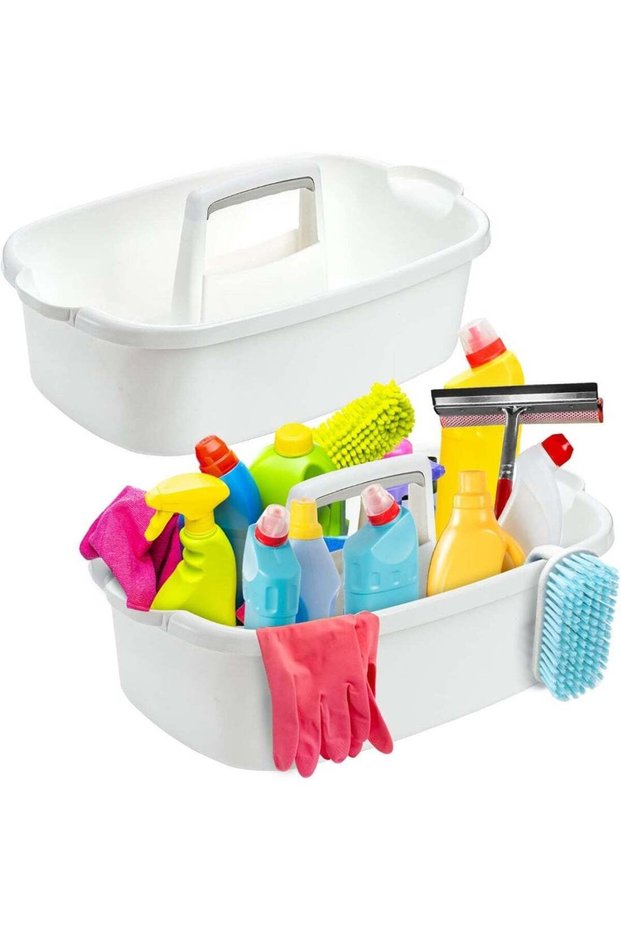 Cleaning Supplies Caddy, Large Plastic Cleaning Supply Organizer Bucket with Handle Portable Housek