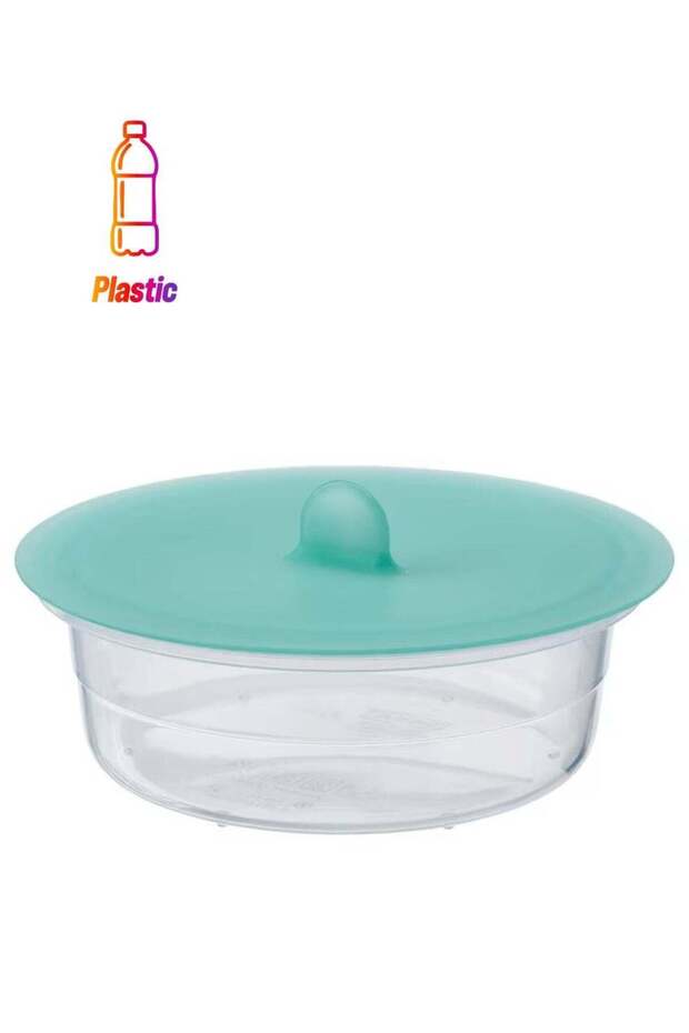 Food container with lid, round plastic/silicone450 ml