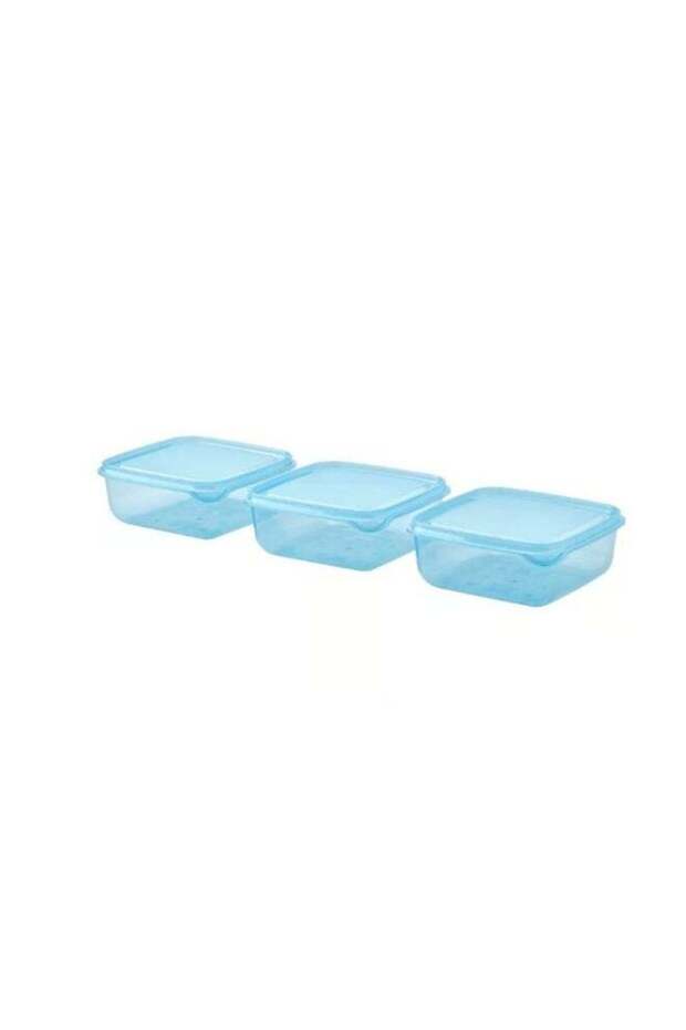 PRUTA Food container with lid, blue, 0.6 l
