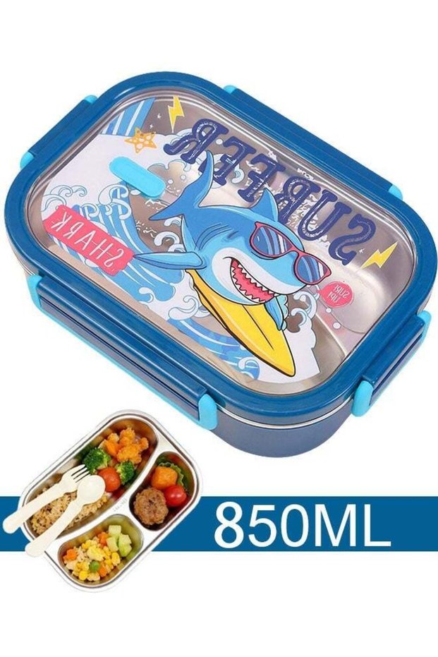 Back to School Lunch Box for Boys Girls 3 Compartment Stainless Steel Bento Box Leak-Proof Food Sto