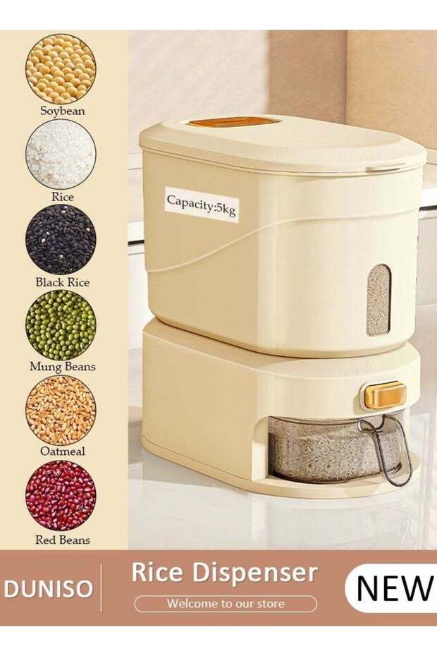 Rice Dispenser, Large Grain Container Storage with Lid,Airtight Moisture Proof Rice Bucket, Rice st