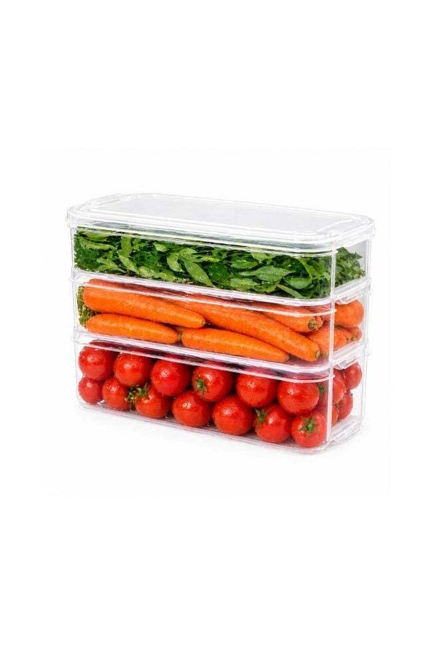 BERAM Smart Stack Storage Containers with Lids, Slim Rectangular 6L Refrigerator Organizer Boxes, S