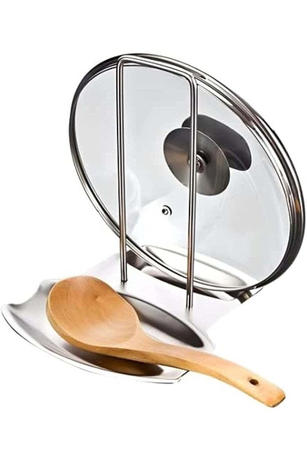 pot lid holder and pan spoon rest for kitchen utensils shelf rack stand stainless steel pot cover h