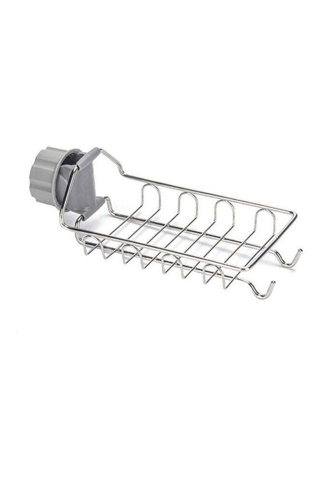 Stainless Steel Single-Layer Kitchen Sink Sponge Holder Silver/Grey 5.5x22.5x14cm